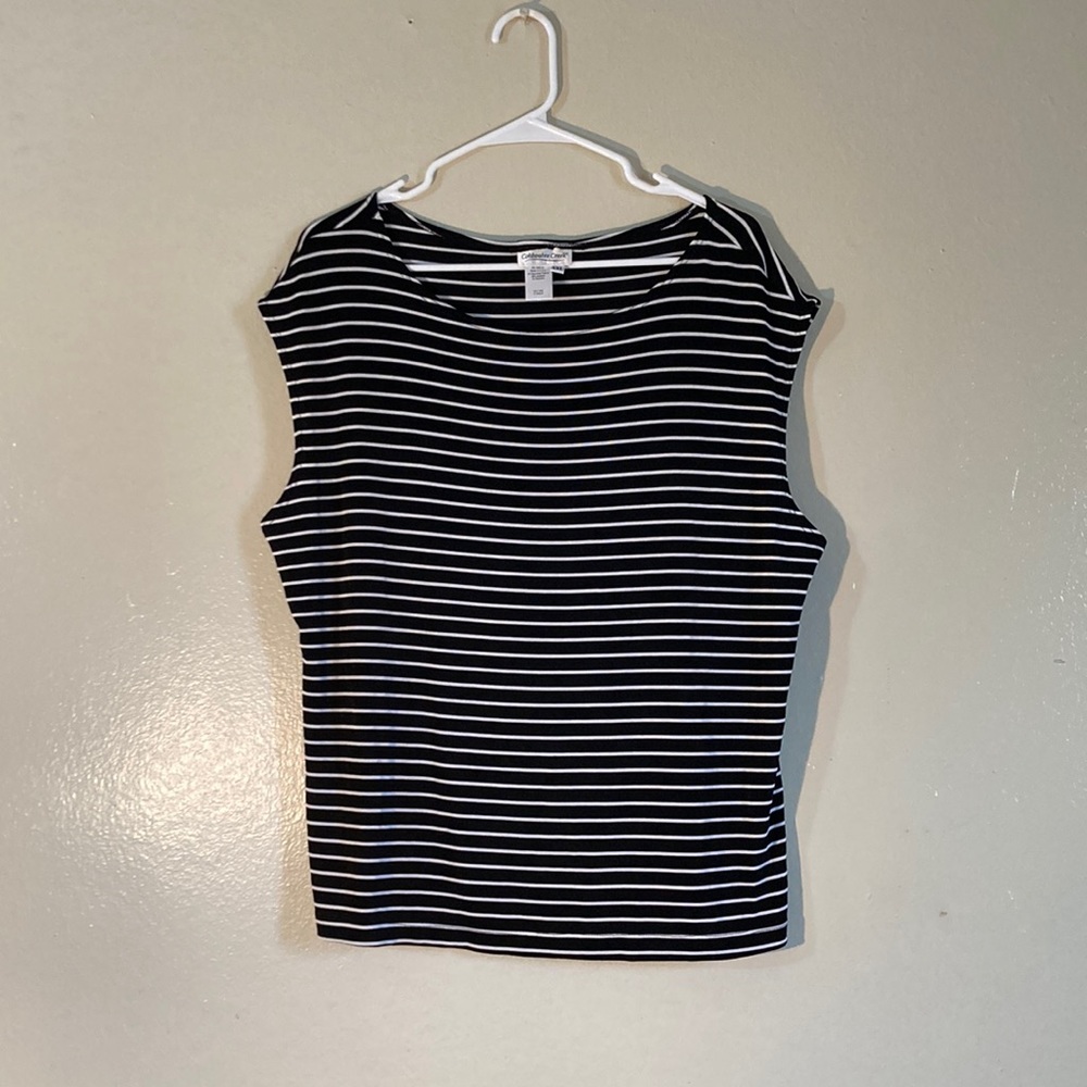 ColdWater Creek Black & White Stripe Blouse Size XXL